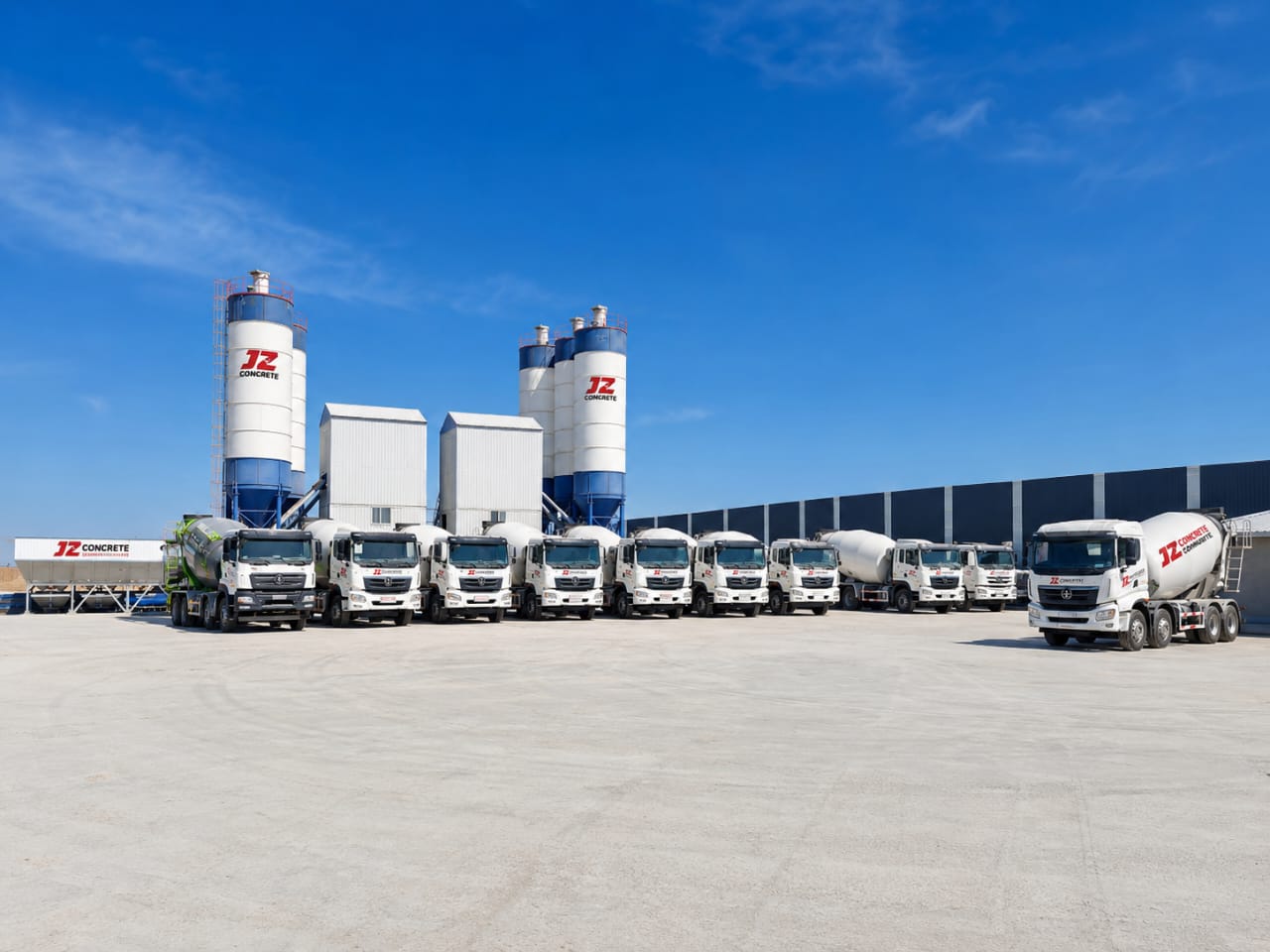 J Z Concrete batching plant and ready-mix fleet in Zimbabwe