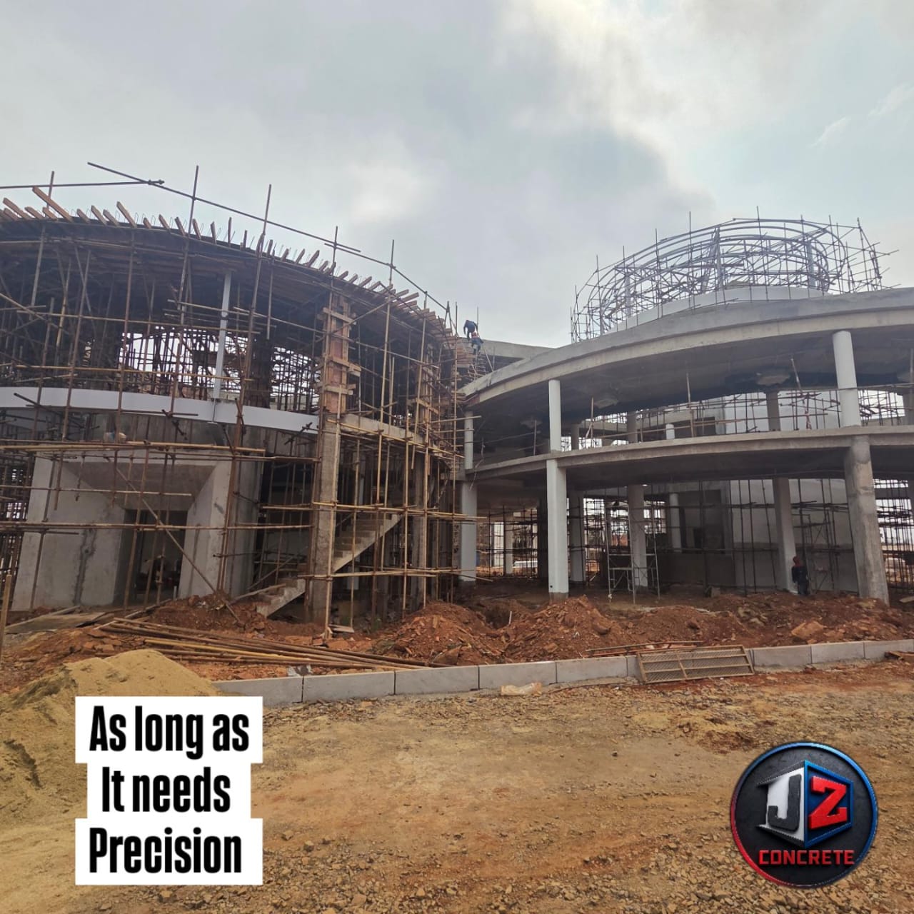Curved concrete structures under construction